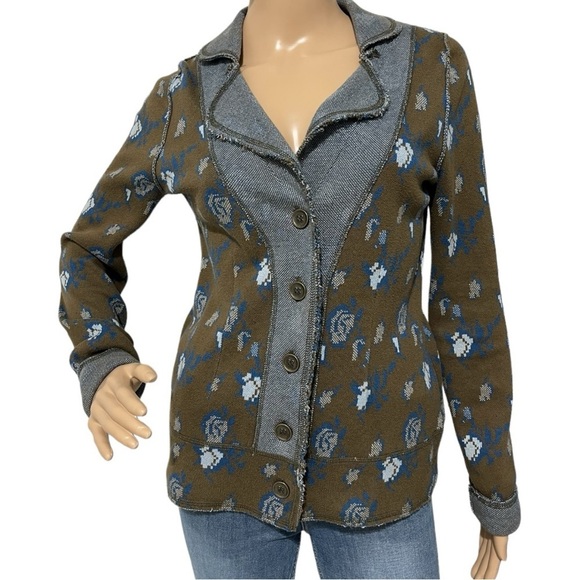 Anthropologie WHR Floral Design Boho Blazer Elbow Patches Hippie Jacket Size S - Picture 12 of 12